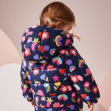 Load image into Gallery viewer, Navy Character Shower Resistant Fleece Lined Hooded Padded Coat (3mths-6yrs)