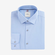 Load image into Gallery viewer, Blue Regular Fit Easy Care Textured Single Cuff Smart Shirt