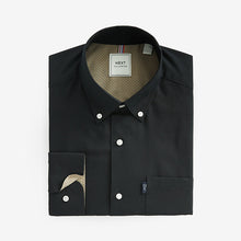 Load image into Gallery viewer, Black Regular Fit Button Down Easy Iron Oxford Shirt