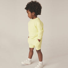 Load image into Gallery viewer, Light Yellow Oversized Crew Neck Sweatshirt and Shorts Set