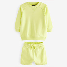 Load image into Gallery viewer, Light Yellow Oversized Crew Neck Sweatshirt and Shorts Set