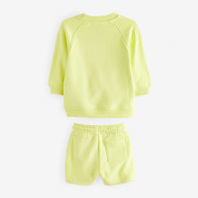 Load image into Gallery viewer, Light Yellow Oversized Crew Neck Sweatshirt and Shorts Set