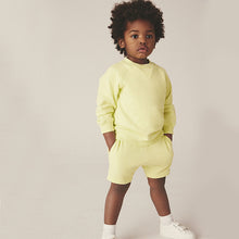 Load image into Gallery viewer, Light Yellow Oversized Crew Neck Sweatshirt and Shorts Set