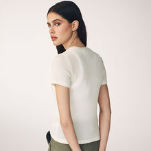 Load image into Gallery viewer, Ecru Soft Touch Ribbed Short Sleeve T-Shirt with TENCEL™ Lyocell