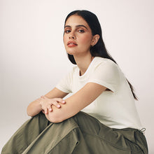 Load image into Gallery viewer, Ecru Soft Touch Ribbed Short Sleeve T-Shirt with TENCEL™ Lyocell