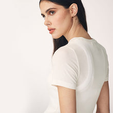 Load image into Gallery viewer, Ecru Soft Touch Ribbed Short Sleeve T-Shirt with TENCEL™ Lyocell