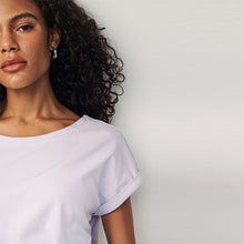 Load image into Gallery viewer, Lilac Purple Round Neck Cap Sleeve 100% Cotton T-Shirt