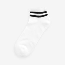 Load image into Gallery viewer, White Stripe Cushion Sole Trainers Socks 3 Pack With Arch Support