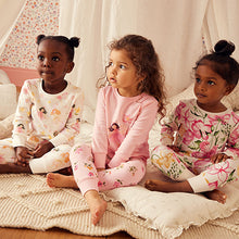 Load image into Gallery viewer, Pink/Cream Fairy Long Sleeve Snuggle Pyjamas 3 Pack (9mths-8yrs)