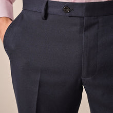 Load image into Gallery viewer, Navy Blue Slim Fit Textured Suit Trousers