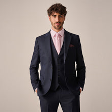 Load image into Gallery viewer, Navy Blue Slim Fit Textured Suit Jacket