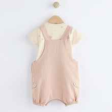 Load image into Gallery viewer, Neutral Bear Woven Dungarees And Bodysuit Set