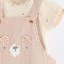 Load image into Gallery viewer, Neutral Bear Woven Dungarees And Bodysuit Set