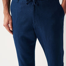 Load image into Gallery viewer, Navy Blue Linen Viscose Drawstring Trousers