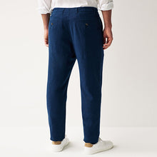 Load image into Gallery viewer, Navy Blue Linen Viscose Drawstring Trousers