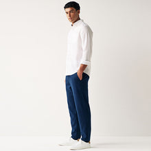 Load image into Gallery viewer, Navy Blue Linen Viscose Drawstring Trousers