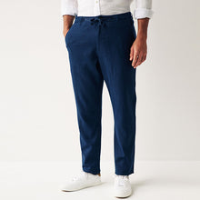 Load image into Gallery viewer, Navy Blue Linen Viscose Drawstring Trousers