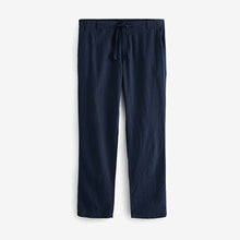 Load image into Gallery viewer, Navy Blue Linen Viscose Drawstring Trousers