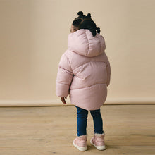 Load image into Gallery viewer, Pink Shower Resistant Faux Fur Lined Hooded Padded Coat (3mths-6yrs)