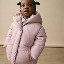 Load image into Gallery viewer, Pink Shower Resistant Faux Fur Lined Hooded Padded Coat (3mths-6yrs)