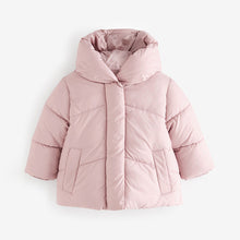 Load image into Gallery viewer, Pink Shower Resistant Faux Fur Lined Hooded Padded Coat (3mths-6yrs)