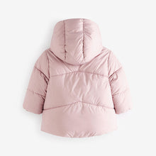 Load image into Gallery viewer, Pink Shower Resistant Faux Fur Lined Hooded Padded Coat (3mths-6yrs)