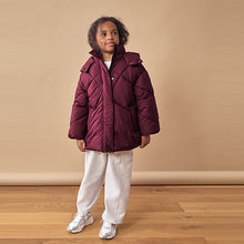 Load image into Gallery viewer, Burgundy Red Shower Resistant Padded Coat (3-12yrs)