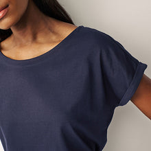 Load image into Gallery viewer, Blue Dark Navy Cap Sleeve T-Shirt Top
