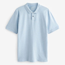 Load image into Gallery viewer, Blue Marl Light Regular Fit Short Sleeve Pique Polo Shirt