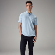 Load image into Gallery viewer, Blue Marl Light Regular Fit Short Sleeve Pique Polo Shirt
