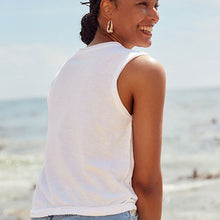 Load image into Gallery viewer, White 100% Cotton Sleeveless Drawstring Top