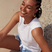 Load image into Gallery viewer, White 100% Cotton Sleeveless Drawstring Top