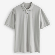 Load image into Gallery viewer, Grey Regular Fit Short Sleeve Pique Polo Shirt