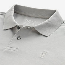 Load image into Gallery viewer, Grey Regular Fit Short Sleeve Pique Polo Shirt