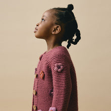 Load image into Gallery viewer, Burgundy Red 3D Flower Cardigan (3mths-5yrs)