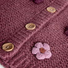 Load image into Gallery viewer, Burgundy Red 3D Flower Cardigan (3mths-5yrs)