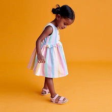 Load image into Gallery viewer, Rainbow Stripe Peplum Dress