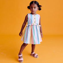 Load image into Gallery viewer, Rainbow Stripe Peplum Dress