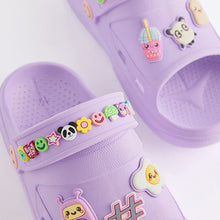 Load image into Gallery viewer, Purple Character Badge Clogs