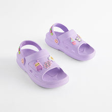 Load image into Gallery viewer, Purple Character Badge Clogs