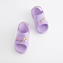 Load image into Gallery viewer, Purple Character Badge Clogs