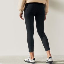 Load image into Gallery viewer, Black Cropped Denim Jersey Leggings