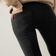 Load image into Gallery viewer, Black Cropped Denim Jersey Leggings