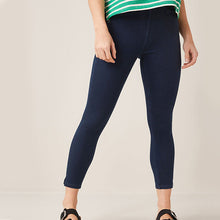 Load image into Gallery viewer, Blue Rinse Cropped Denim Jersey Leggings