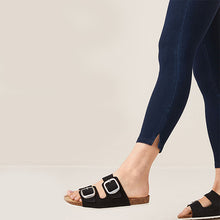 Load image into Gallery viewer, Blue Rinse Cropped Denim Jersey Leggings