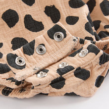 Load image into Gallery viewer, Tan Brown Leopard Print Baby Bloomer Romper with Tights Set (0mths-18mths)