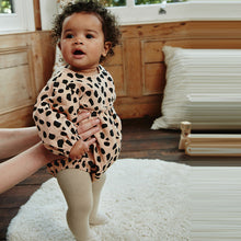 Load image into Gallery viewer, Tan Brown Leopard Print Baby Bloomer Romper with Tights Set (0mths-18mths)