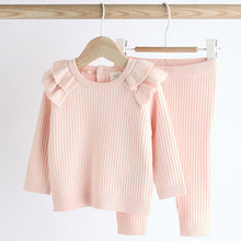 Load image into Gallery viewer, Pink Knitted Baby Jumper & Leggings Set (0mths-18mths)