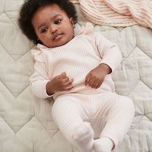 Load image into Gallery viewer, Pink Knitted Baby Jumper & Leggings Set (0mths-18mths)
