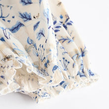 Load image into Gallery viewer, Blue Floral Baby Bloomer 100% Cotton Romper with Tights Set